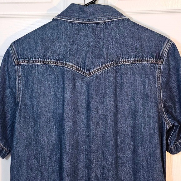 Madewell Oversized Mini Shirt Dress Denim Jean Small Western Casual Retro Blue - Picture 6 of 7
